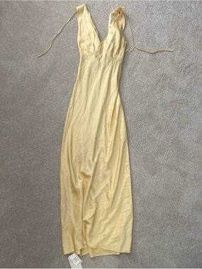 Abercrombie & Fitch Pale Yellow Maxi Slip Dress